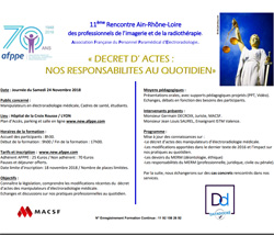 11ème Rencontre Ain-Rhône-Loire des professionnels de l’imagerie et de la radiothérapie.